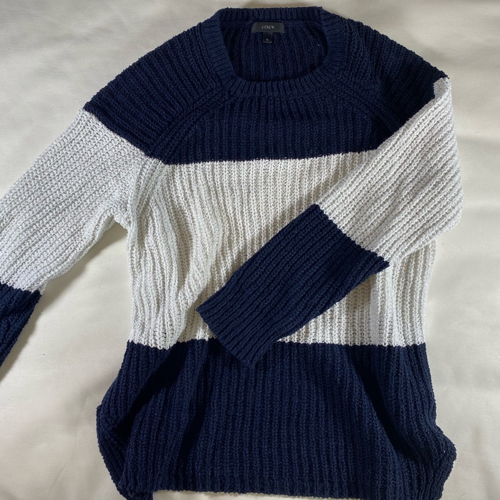 Vintage Nautical navy and white striped sweater XL